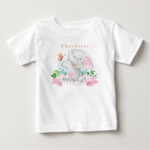 Personalisera Elefant Leker Utomhus med Fjäril T Shirt