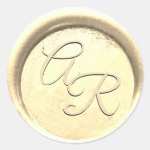 *~* PERSONALISERA Elegant GULD Vaxsigill Bröllop Runt Klistermärke