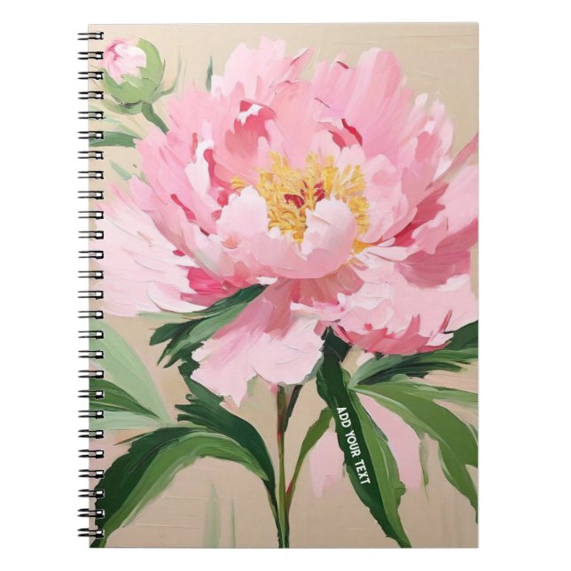 PERSONALISERA: Enkel Rosa Peony | Anteckningsbok D (Framsidan)