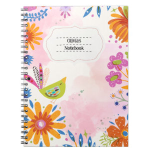 PERSONALISERA: Fågelbok och blommor - Bärbar dator Anteckningsbok