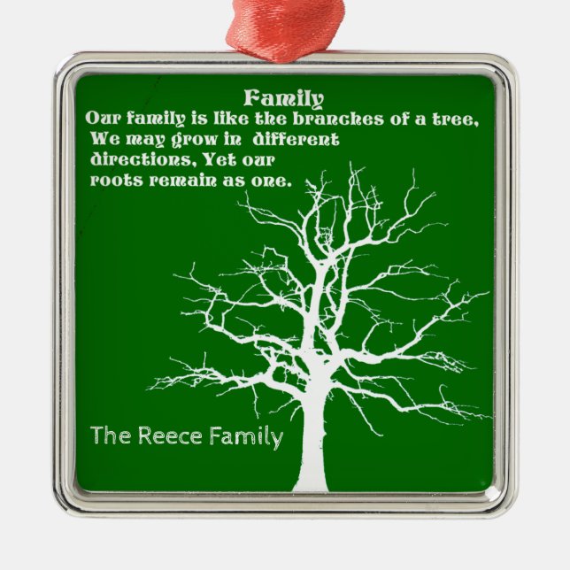 PERSONALISERA FAMILY QUOTE METALL ORNATION JULGRANSPRYDNAD METALL (Framsidan)