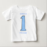 Personalisera First Birthday Baby Son Funny Tröja<br><div class="desc">Anpassa den här roliga första födelsedagspojkens perfekt för en nyfödd bebis-son eller barnson som firar sin första årsdag på planeten. Det finns en stor mängd anpassningsbar pojke-användor med blå text att säga "(baby namn) är 1 Coola". Siffrorna är stora medan texten är mycket mindre, så från en avstånd är "1"...</div>