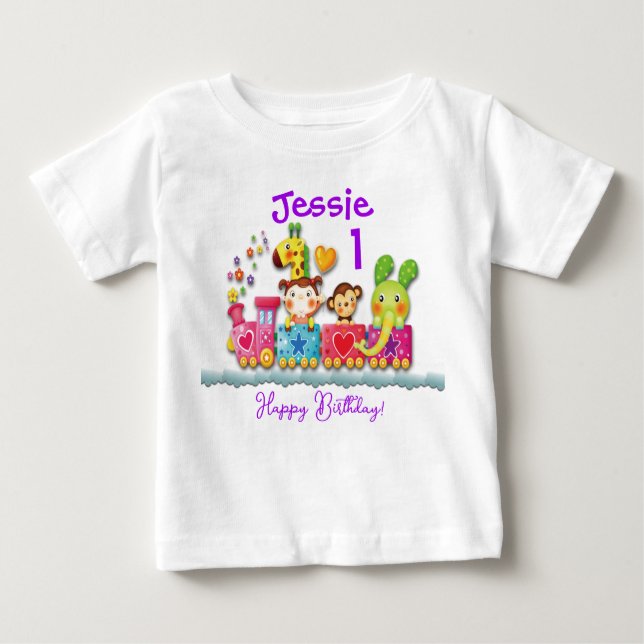 Personalisera födelsedag (Tåg Young Child) T Shirt (Framsida)