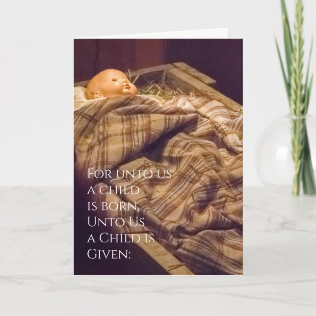 Personalisera För oss ett barn är fött Nativitet J Kort (Framsida)