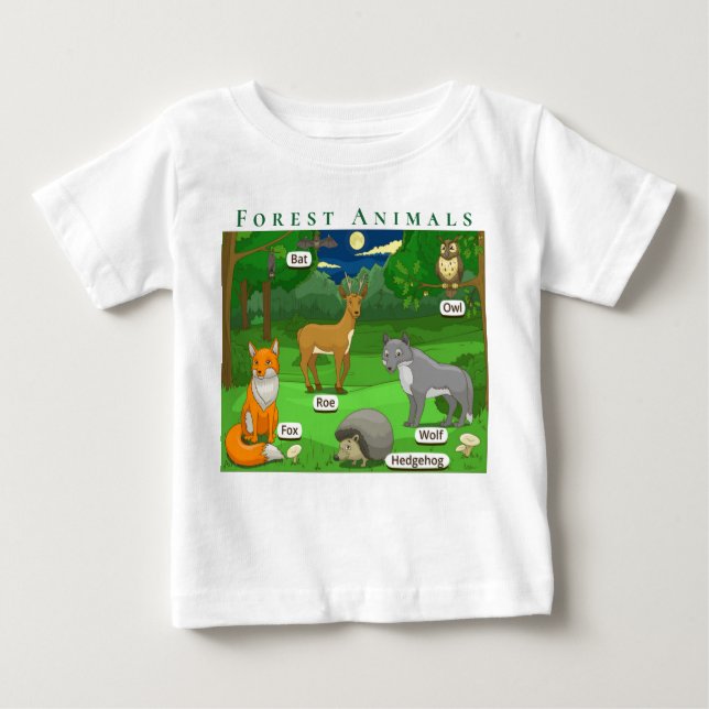 Personalisera Forest Animals Hjort Fox Varg Hedgeh T Shirt (Framsida)