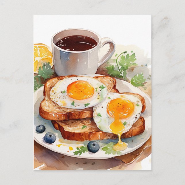 Personalisera Frukost Ägg Toast Kaffe Mat Matmat Helg Vykort (Framsida)
