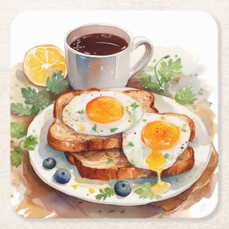 Personalisera Frukost Ägg Toast Kaffe Mat Matmat Underlägg Papper Kvadrat