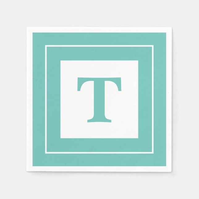 Personalisera: Geometric Minimalist Teal Initial Pappersservett (Framsidan)