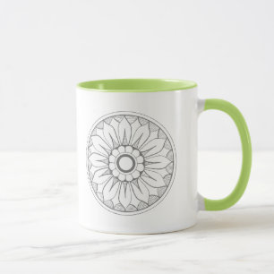 Personalisera Grått och Lime Medallion Mönster Mugg