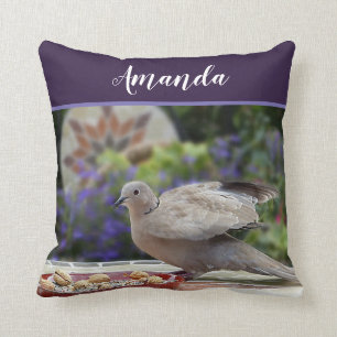Personalisera Greenery Lila blommor Bird Dove Kudde