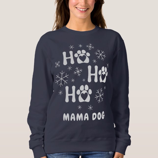 Personalisera Ho Ho Ho Mamma Hund Sweatshirt T Shirt (Framsida)