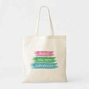 Personalisera Hund Mamma SuperHero Pastel Rosett b Tygkasse
