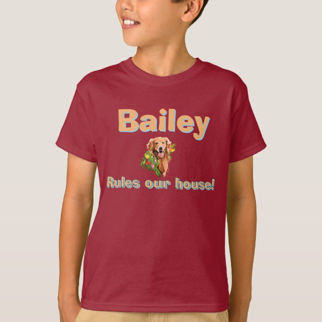 Personalisera hundnamn och foto T-Shirt (Framsida)