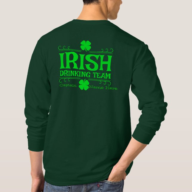 Personalisera irländskt drickande team St. Patrick T Shirt (Baksida)