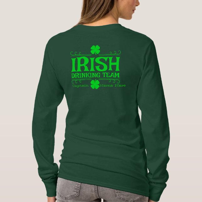 Personalisera irländskt drickande team St. Patrick T Shirt (Baksida)