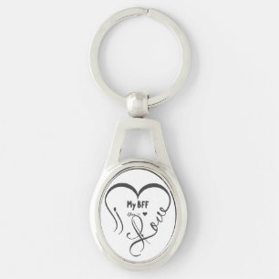 Personalisera Jag älskar min BFF • Du = ♥ Ovalt Silverfärgad Nyckelring