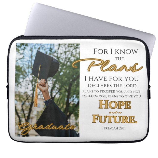 Personalisera Jeremiah 29:11 Grad Cap Scripture Laptop Fodral (Framsidan)