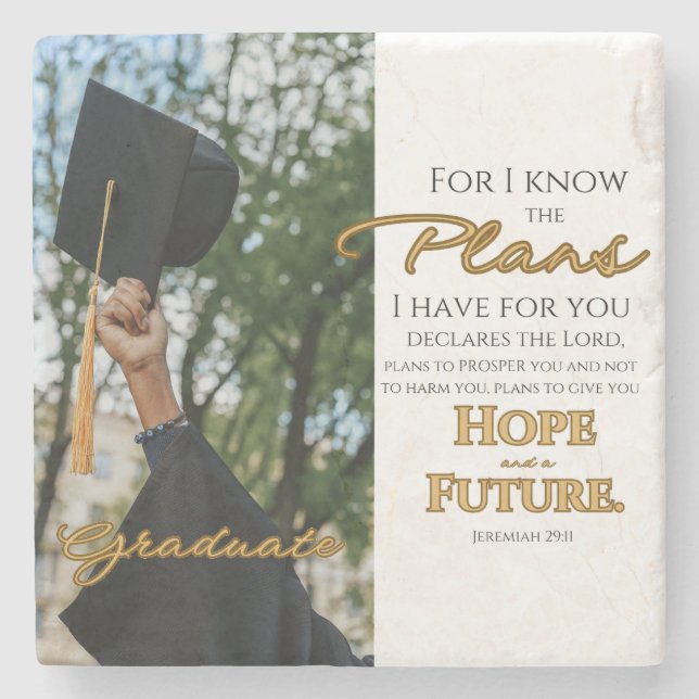 Personalisera Jeremiah 29:11 Grad Cap Scripture Stenunderlägg (Framsidan)