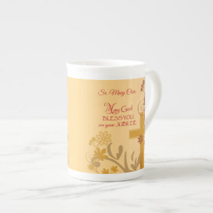 Personalisera, jubileumsdagen nun Kor, Swirls Benporslin Mugg