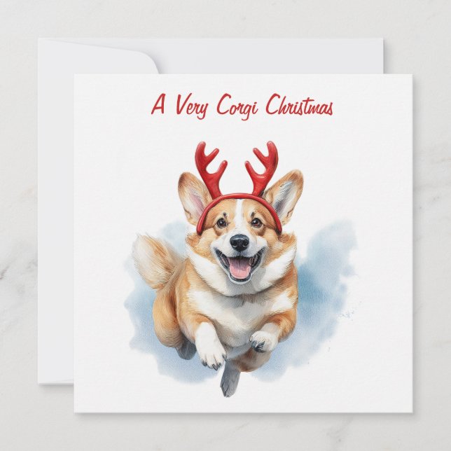 Personalisera julcorgi med renhorn  julkort (Framsida)
