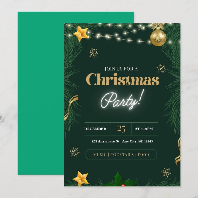 personalisera julfest inbjudningar (Fram/baksida)