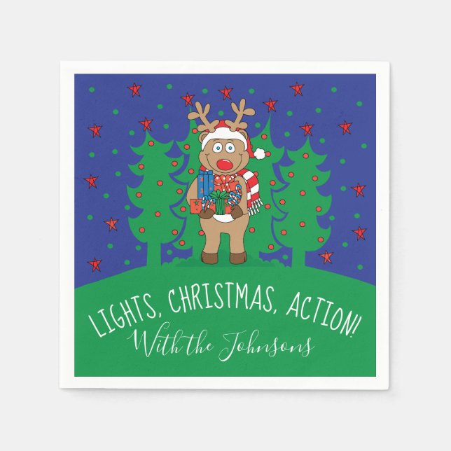 Personalisera julklapp Napkins Reindeer Pappersservett (Framsidan)