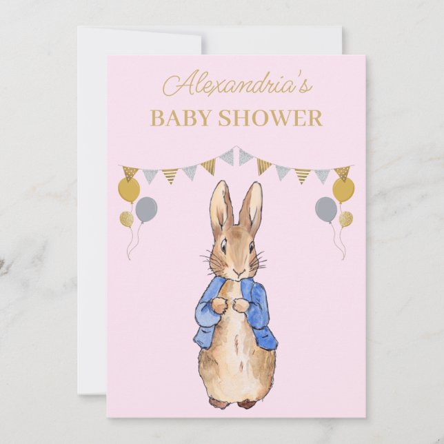 Personalisera kanin Baby Shower Inbjudningar (Framsida)