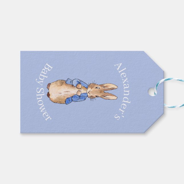 Personalisera Klassisk kanin Baby Shower Presentetikett (Framsidan (Horisontell))
