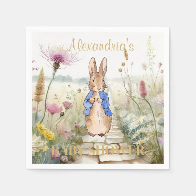 Personalisera Klassisk Kanin Baby Shower Servett (Framsidan)