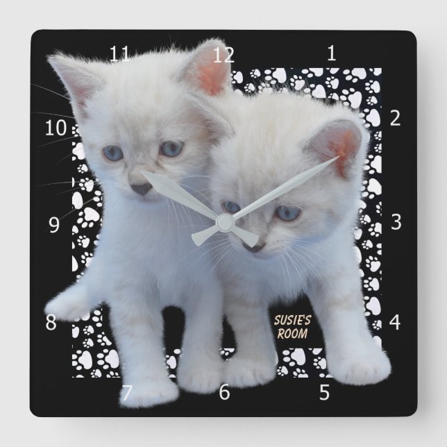 PERSONALISERA* LÄGG TILL PHOTO SQUARE WALL CLOCK FYRKANTIG KLOCKA (Framsida)