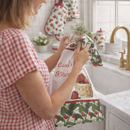 Personalisera Land \ Strawberry Basket Kökshandduk