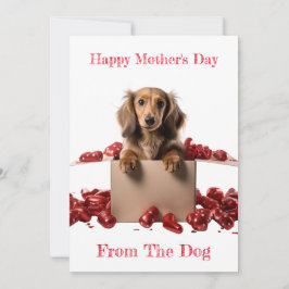 Personalisera långhårig dachshund-valp mors dag  julkort