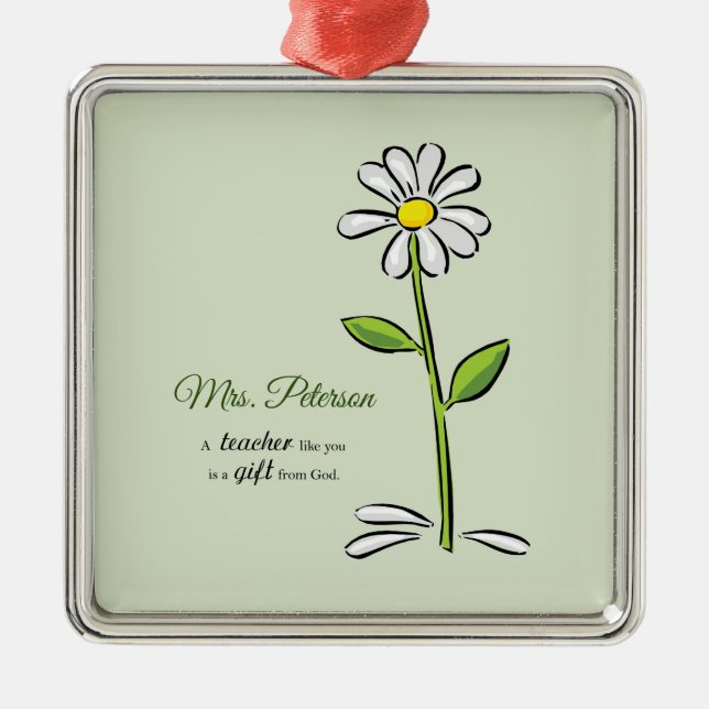Personalisera, Lärare Tack, Religiösa Flower Julgransprydnad Metall (Framsidan)