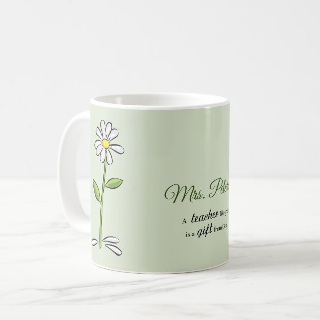 Personalisera, Lärare Tack, Religiösa Flower Kaffemugg (Framsida vänster)