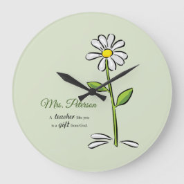 Personalisera, Lärare Tack, Religiösa Flower Stor Klocka