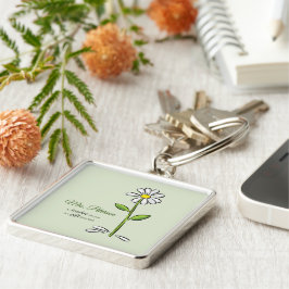 Personalisera, Lärarens Tack, Religiös Blomma Fyrkantig Silverfärgad Nyckelring