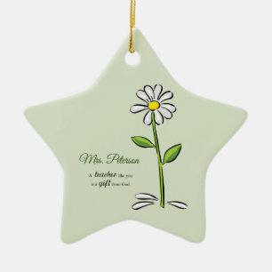 Personalisera, Lärarens Tack, Religiös Blomma Julgransprydnad Keramik