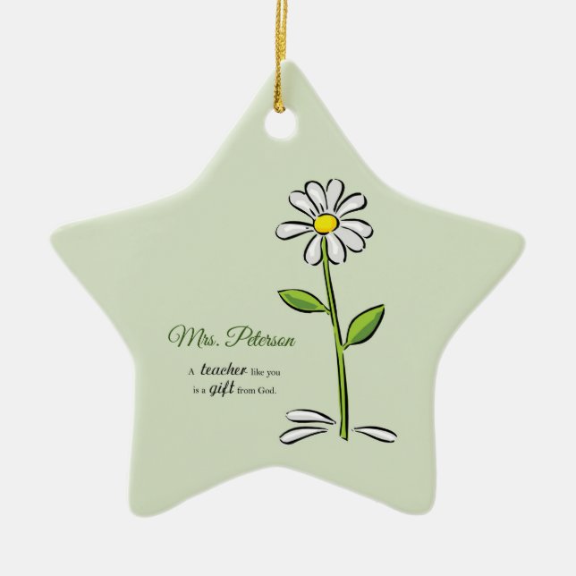 Personalisera, Lärarens Tack, Religiös Blomma Julgransprydnad Keramik (Framsidan)