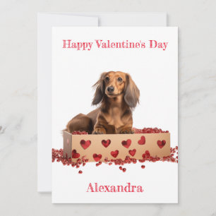 Personalisera Long Hair Dachshund Valentine Julkort