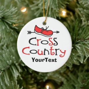 PERSONALISERA Lustigt Cross country Springer ©Shoe Julgransprydnad Keramik
