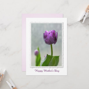 Personalisera: "Lycklig Mors dag" Lila Tulips Kort