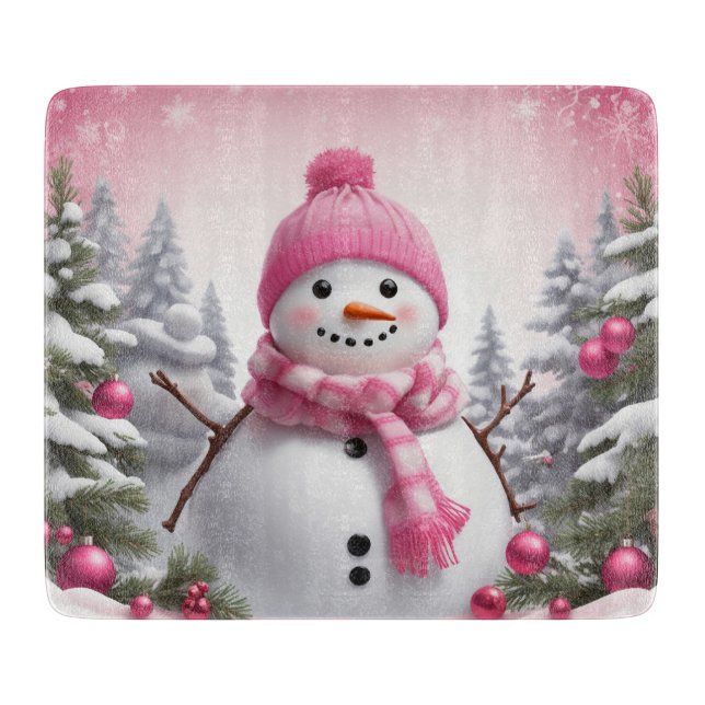 Personalisera: Lycklig Rosa Scarf Julafton Snögubb (Framsidan)