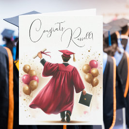 Personalisera Lycklig Studenten Man Crimson Cap Go Kort