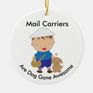 Personalisera Mail Carrier Postal Worker Brown Hun Julgransprydnad Keramik