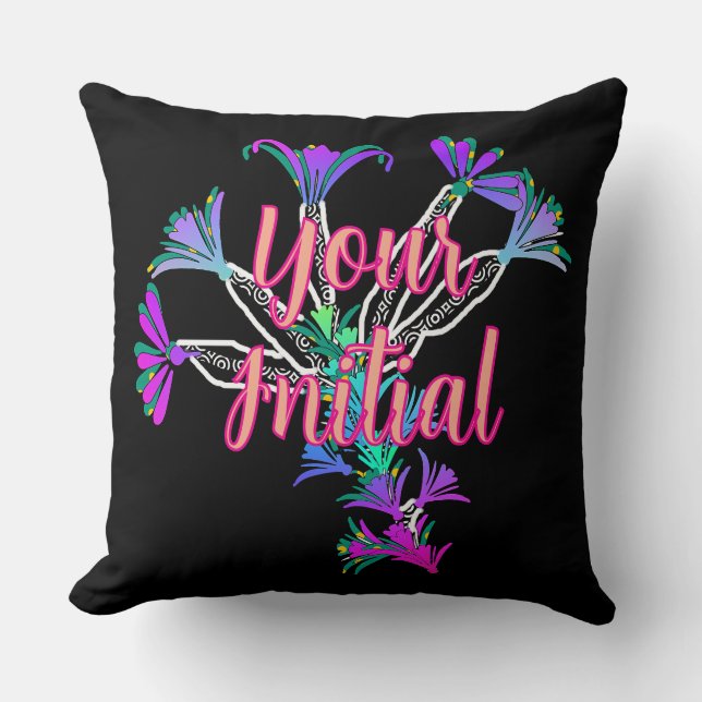 Personalisera med din initiala blomma kudde (Framsida)