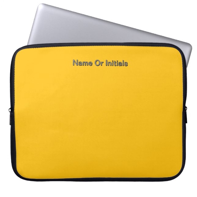 Personalisera med namn initialer gul      laptop fodral (Framsidan)