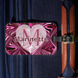 Personalisera Midnatt Rosa Marmor Geometriskt Möns Bagagebricka