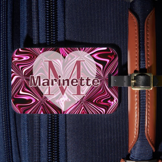 Personalisera Midnatt Rosa Marmor Geometriskt Möns Bagagebricka (Framsida Insitu 4)