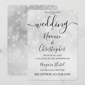 Personalisera: Minimalistisk grå fade Bokeh bröllo Inbjudningar