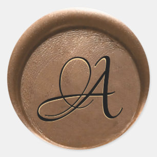 *~* PERSONALISERA Monogram GULD svart Vax Runt Klistermärke